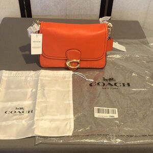 Coach Soft Calf Leather Tabby Shoulder Bag Red/Orange